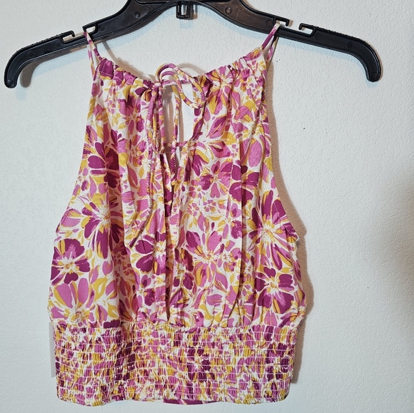 Japna Floral Open Back Halter Crop Top Women's Size Medium NWT - Picture 5 of 8
